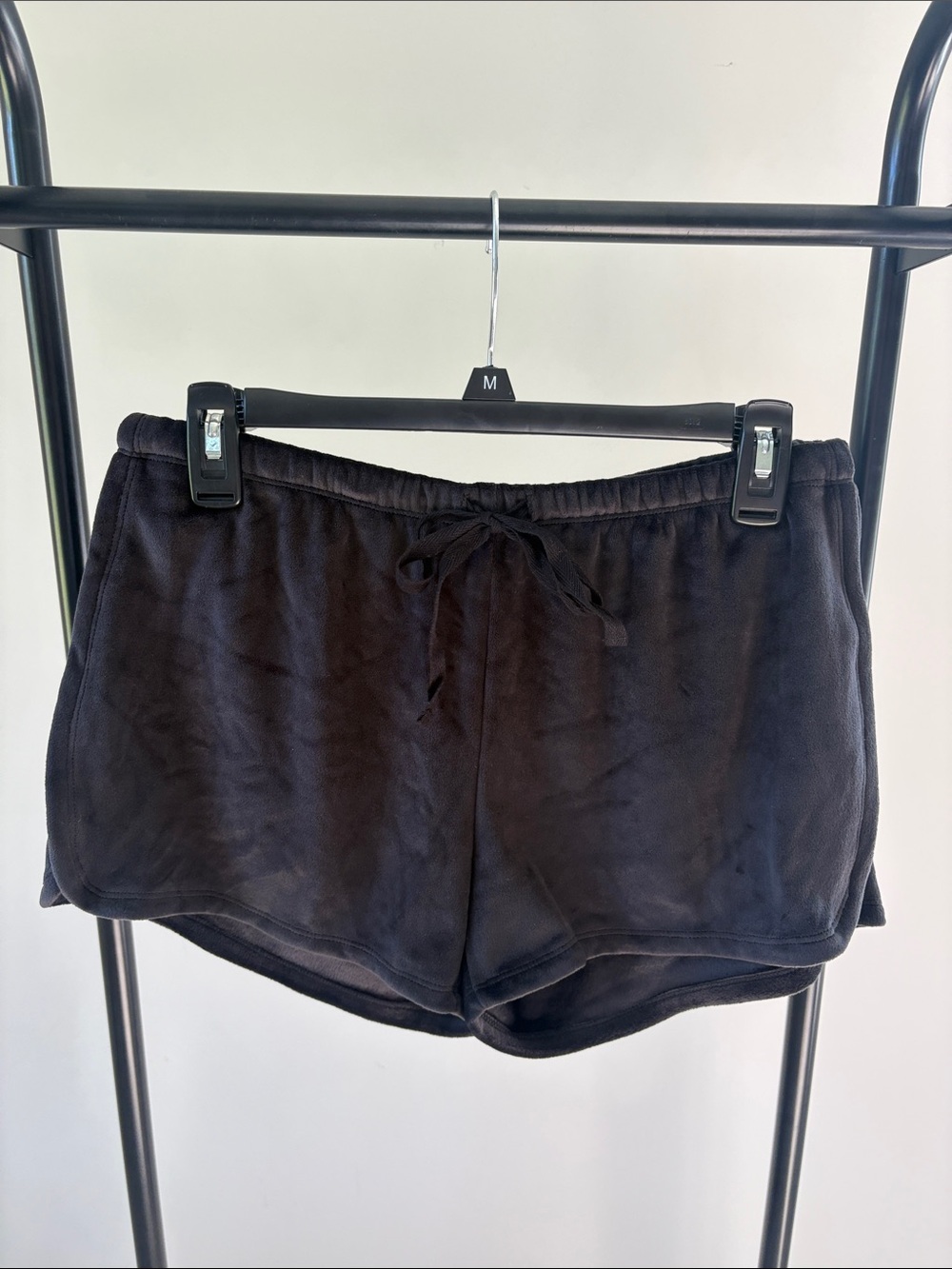 Cynthia Rowley Black Velour Lounge Sleep Shorts